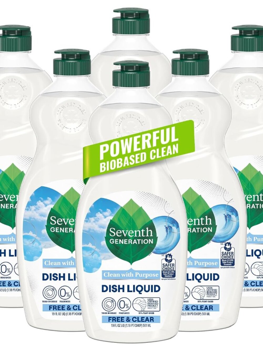 Free & Clear Dish Soap, 19 oz, Pack of 6